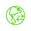 Icon – Globe montrant les flèches d'importation et d'exportation