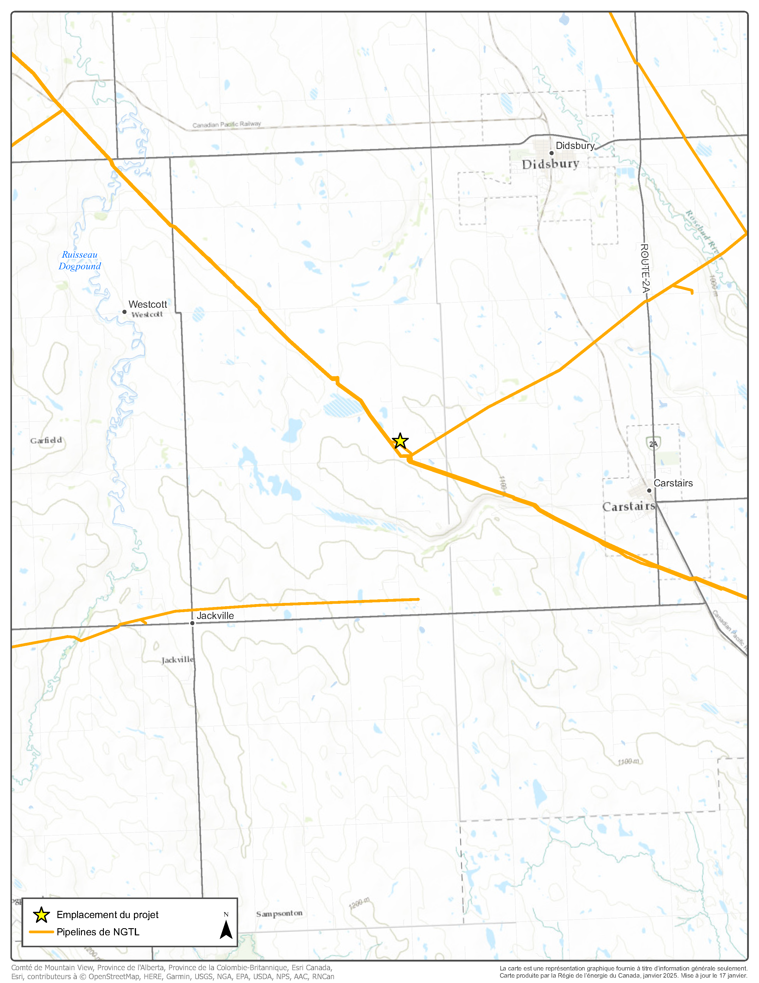 Le projet de modification du réseau principal dans le Centre de l’Alberta carte